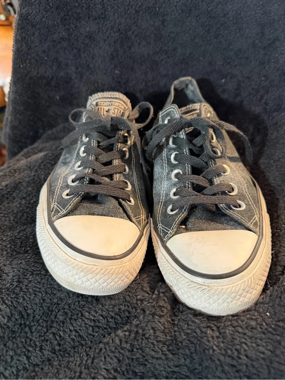 Converse Chuck Taylor All Star Low Top Washed Black Canvas Lace Up 545026F Sz 8